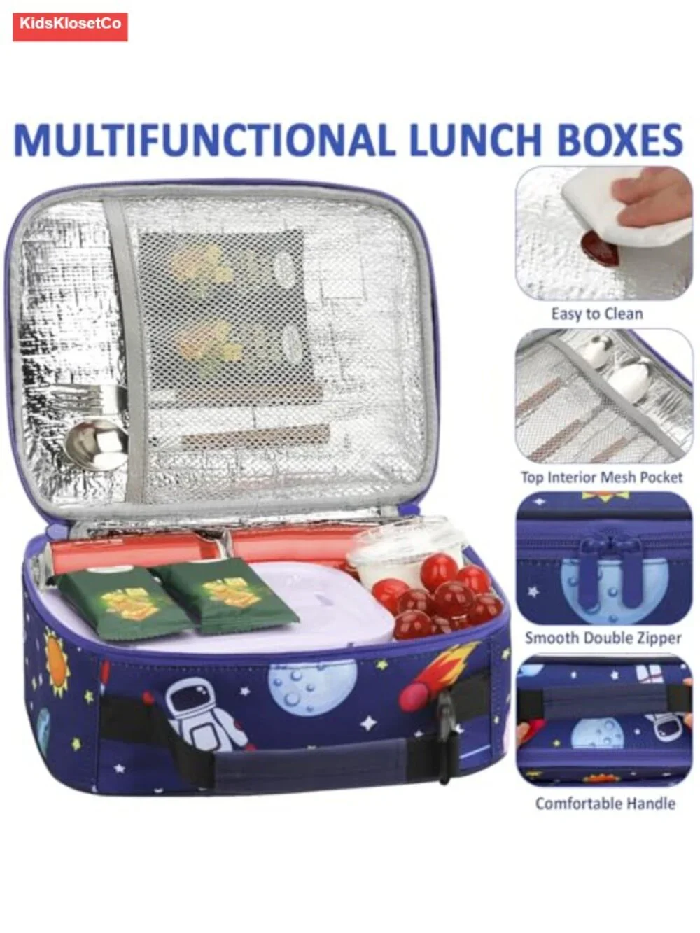 Insulated Lunch Tote Bag - Reusable Thermal Cooler for School